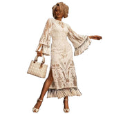 Lace embroidered tassel Long Dress